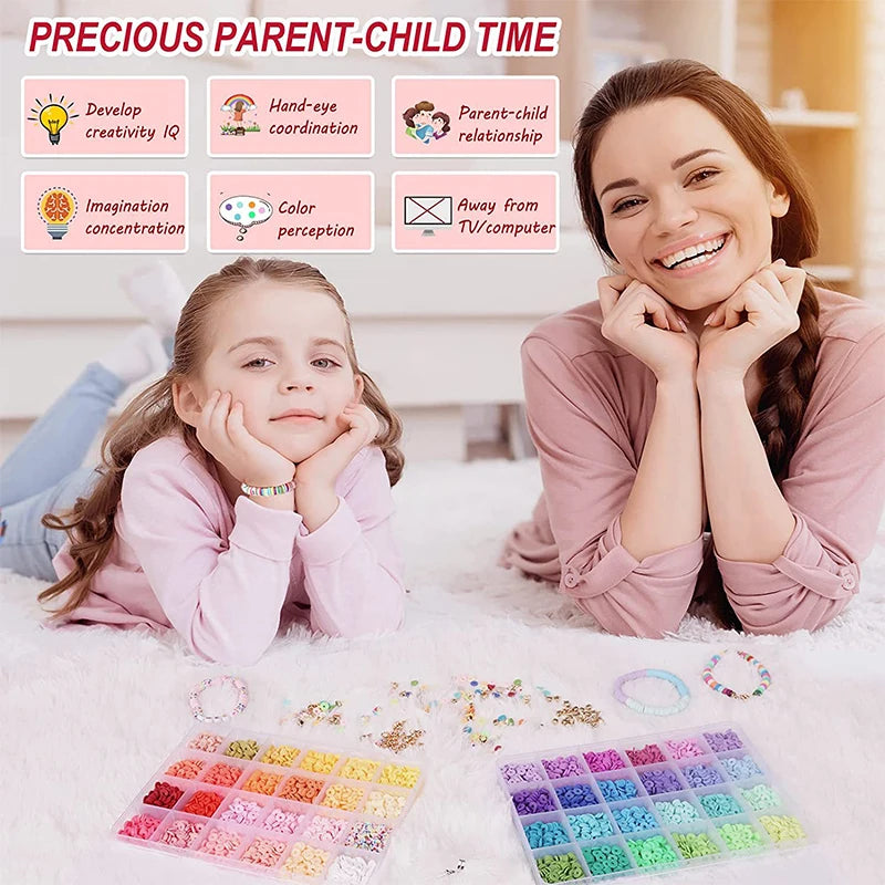 Rainbow Color Clay Beads Letter Beads Bracelet Kit 24 Beads