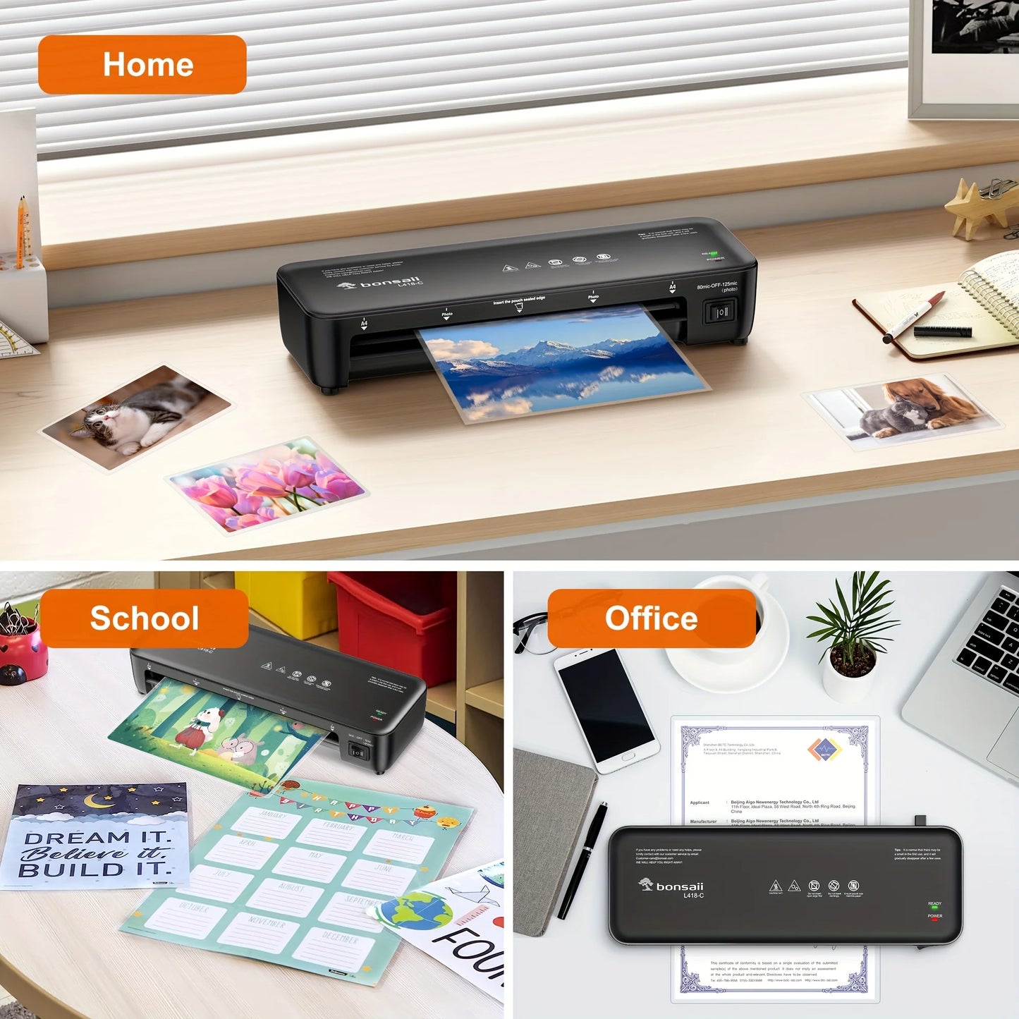 BONSAII 9" 4-in-1 Laminator with Never Jam Tech for Home