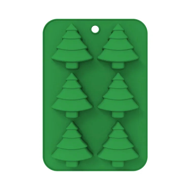 3D Christmas Tree Silicone Baking Mold DIY 6-Cavity Xmas Mousse Fondant Mould Cake Decorating Tools for Kitchen Accessories