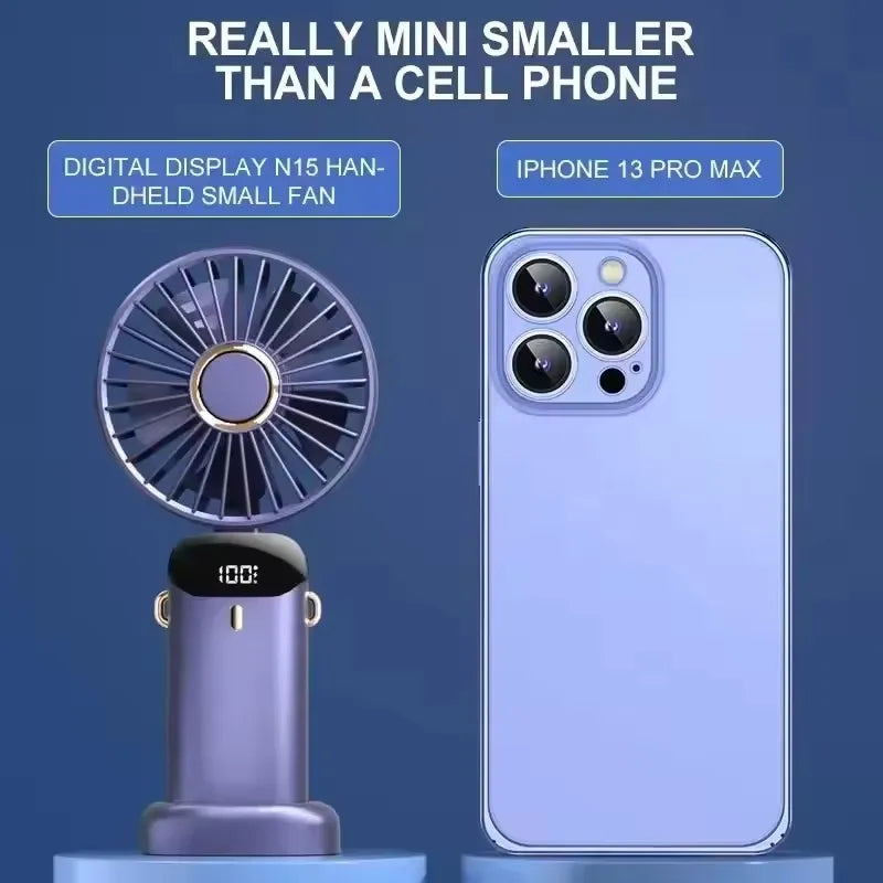 1800mAh USB Rechargeable Handheld Foldable Fan 5 Speed