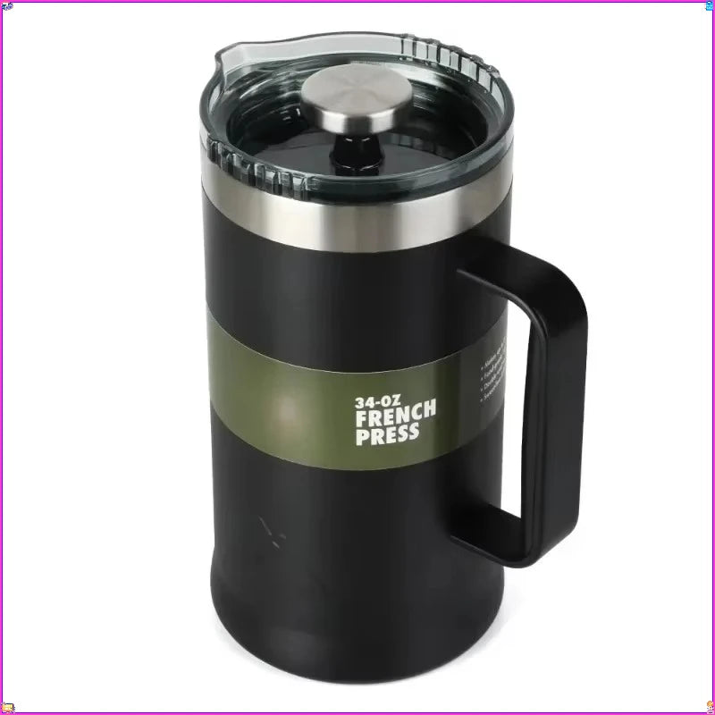 34 Oz Black Double Wall Stainless Steel French Press Insulated Coffee Brewer