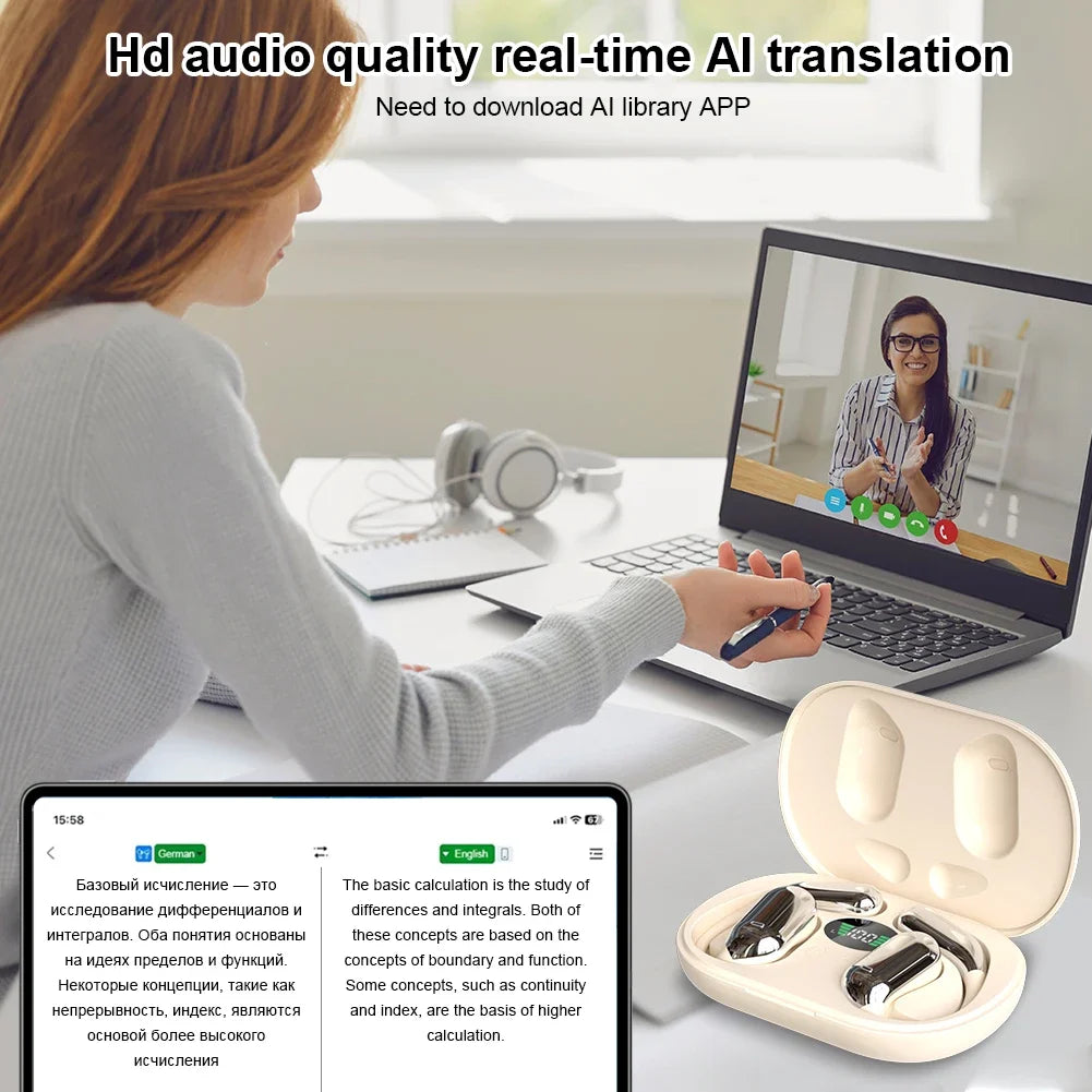 3 In 1 AI Translator Earbuds Bluetooth 5 3 144 Languages