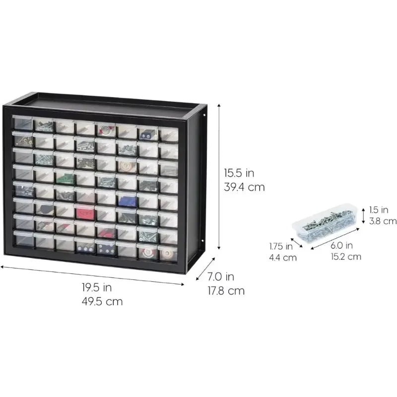 64 Drawer Parts Cabinet Plastic Organizer For Hardware Tools