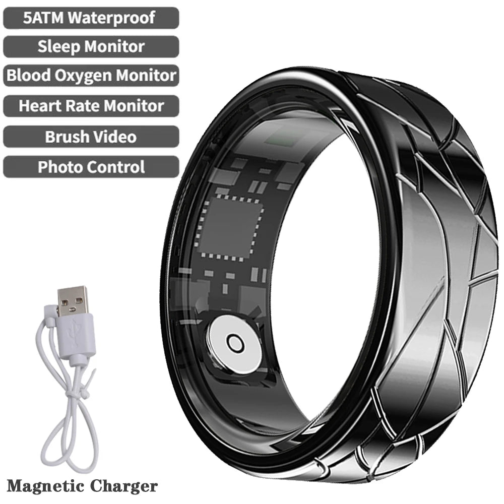 For Galaxy Pattern Smart Ring for Men Women Health Sleep Monitor Heart Rate Waterproof Multi-Sport Samsung Couple SmartRing Gold