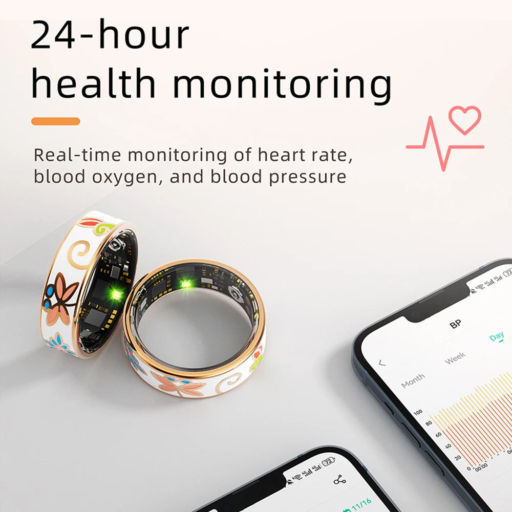 R18 Color Enamels Fashion Women Smart Ring Female Stainless Steel Intelligent Finger Ring Lady IP68 Waterproof Fitness Tracker