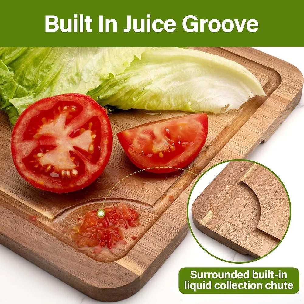 Wooden Cutting Board Set of 3 Acacia Wood Kitchen Chopping Boards
