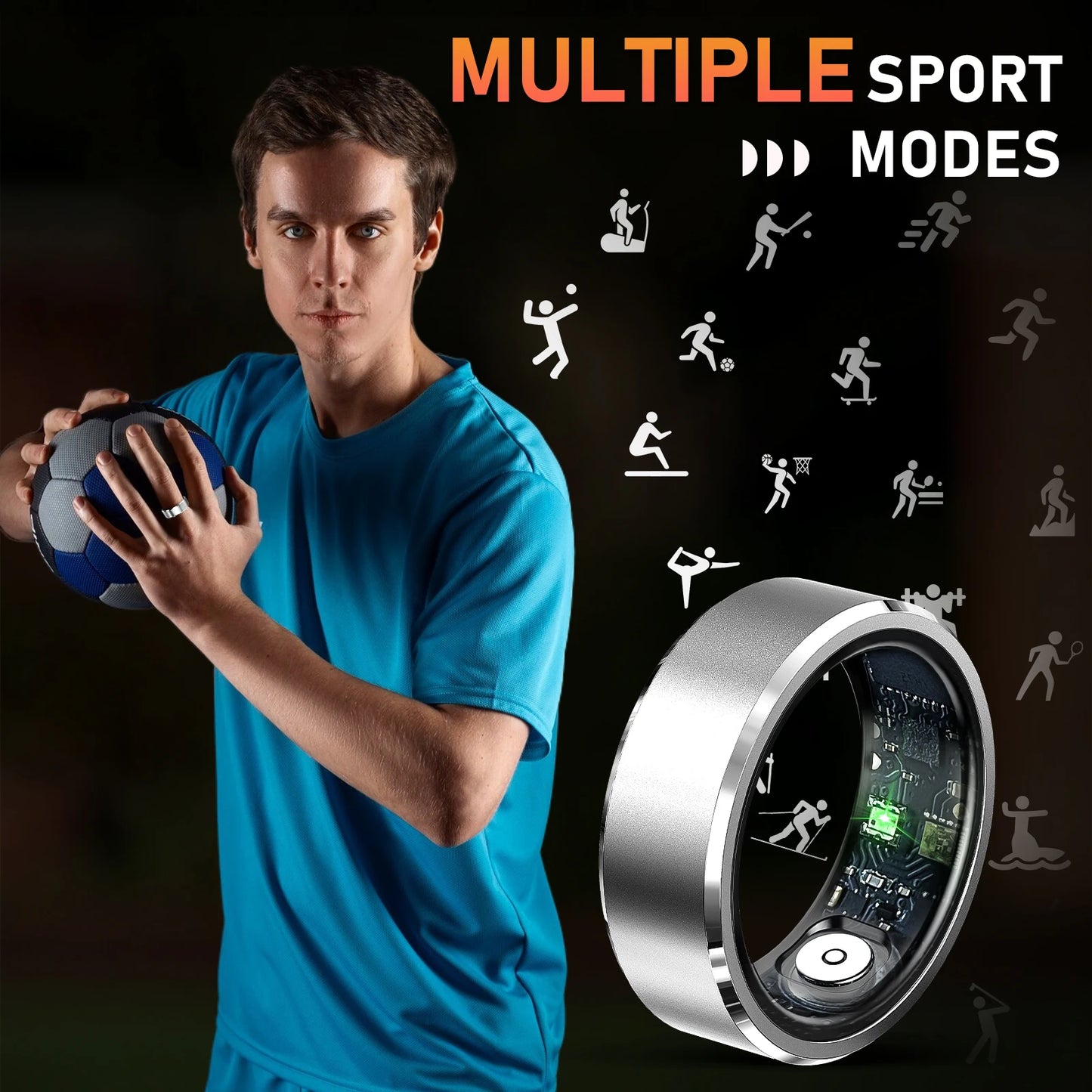 LaNikar 2025 New R5 Smart Ring Blood Oxygen Heart Rate Health Monitor Multi-sport Modes Waterproof Bluetooth 5.1 For Android IOS