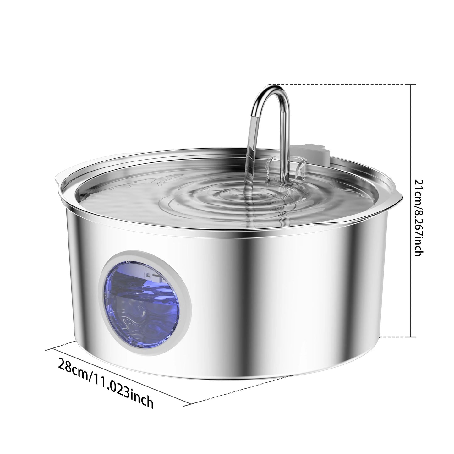 7L Large Capacity Stainless Steel Cat Dog Water Fountain