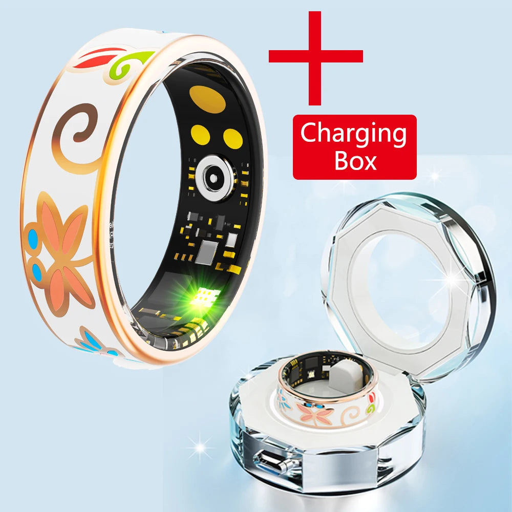 R18 Color Enamels Fashion Women Smart Ring Female Stainless Steel Intelligent Finger Ring Lady IP68 Waterproof Fitness Tracker