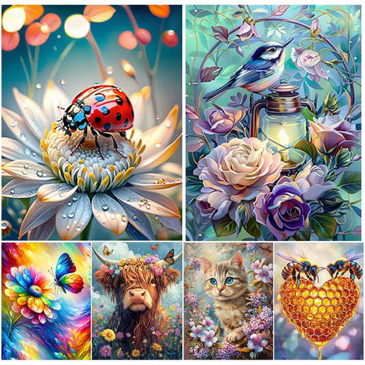 5D DIY Full Round Drill Diamond Painting Animal Kit Home Decor Art Craft 30x40cm