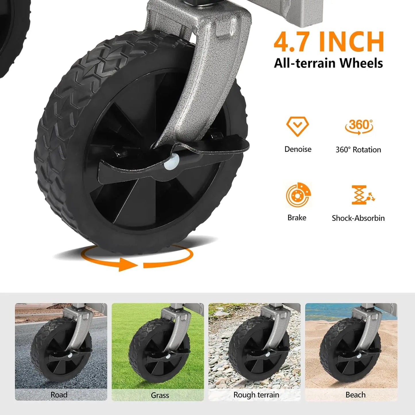 Collapsible Wagon Beach Wagon with Big Wheels for Sand All-Terrain Garden Grocery Cart
