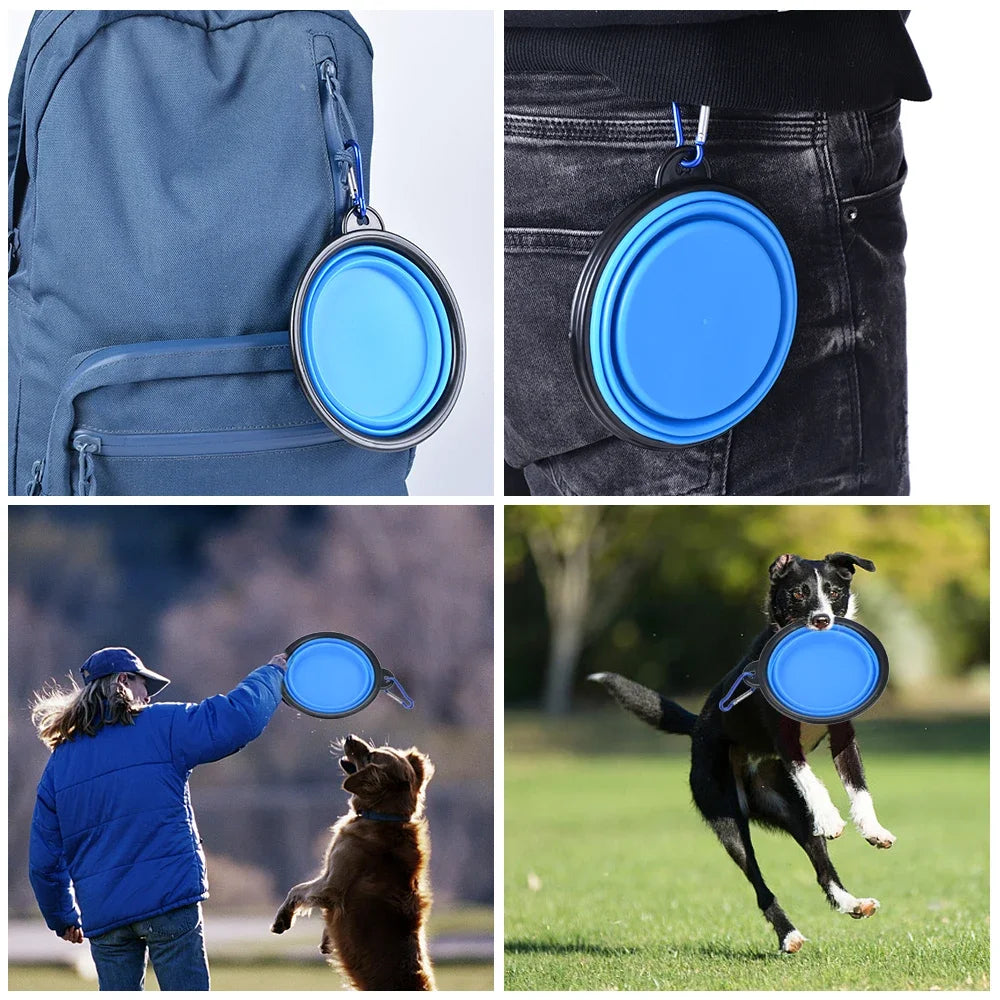 Collapsible Pet Silicone Dog Food Water Bowl Portable Travel