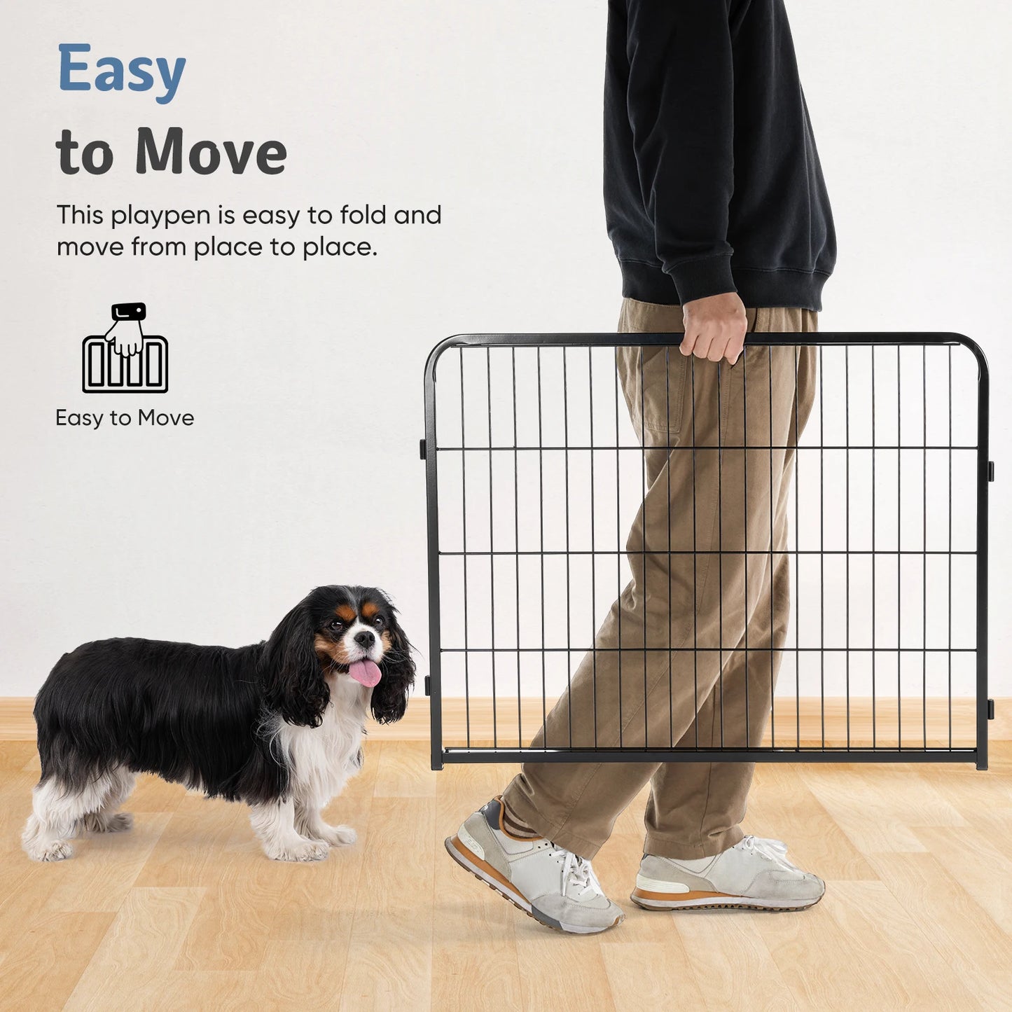 JHK 16 Panel Dog Playpen Indoor Pet Fence Heavy Duty Gate