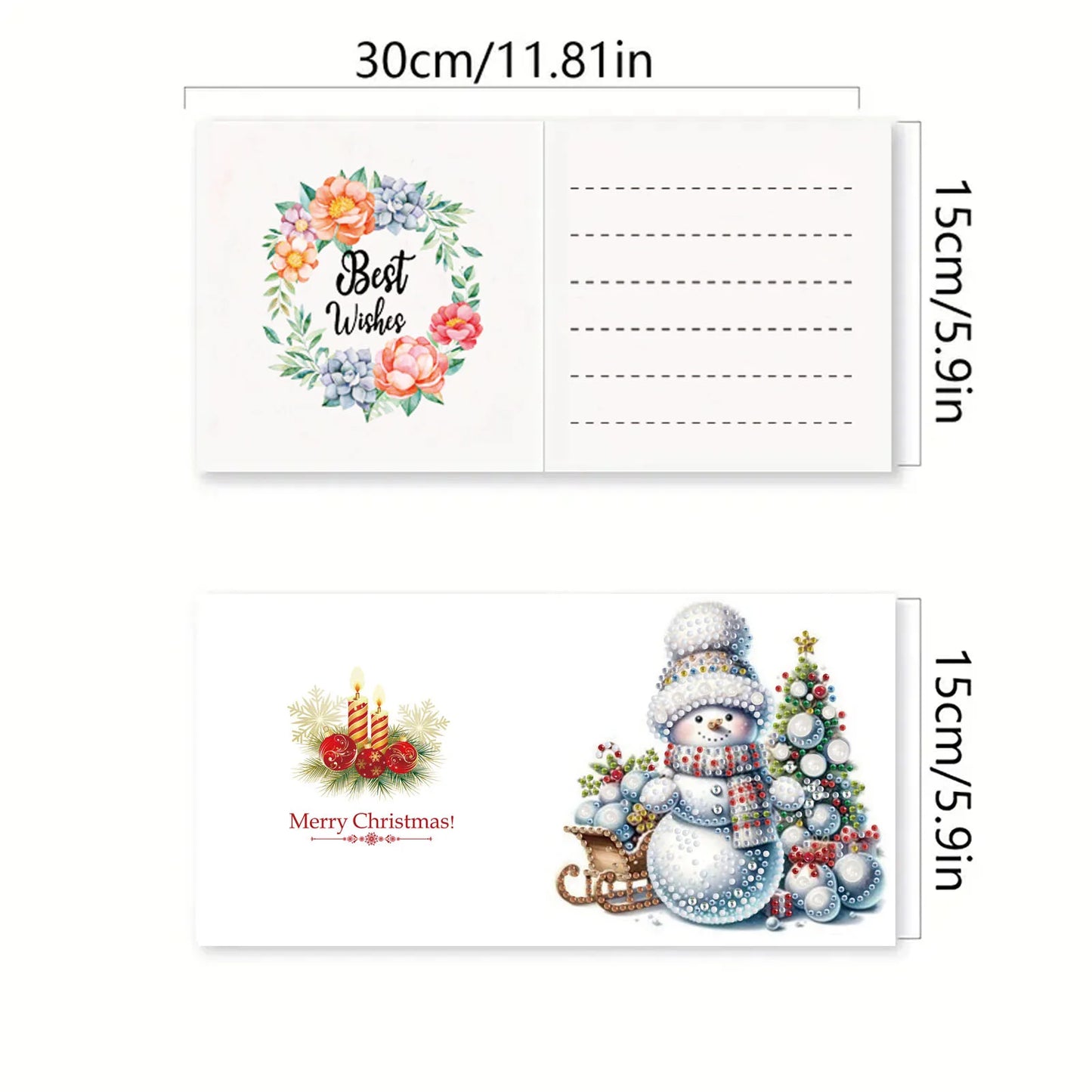 6-piece DIY Diamond Painting Set Christmas Snowman Greeting Card, wishes and wishes, unique design, irregular shape of diamonds,
