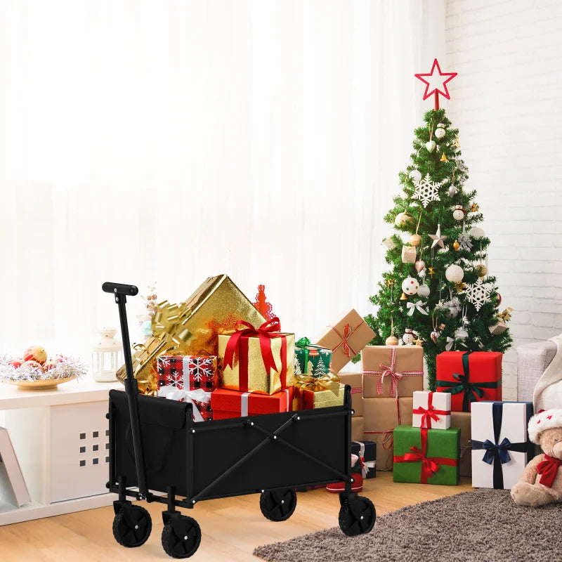 Black Small Handcart Outdoor Garden Folding Cart Wagon
