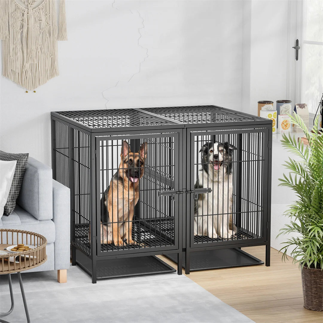 2 in 1 Large Heavy Duty Metal Dog Cage with Removable Divider