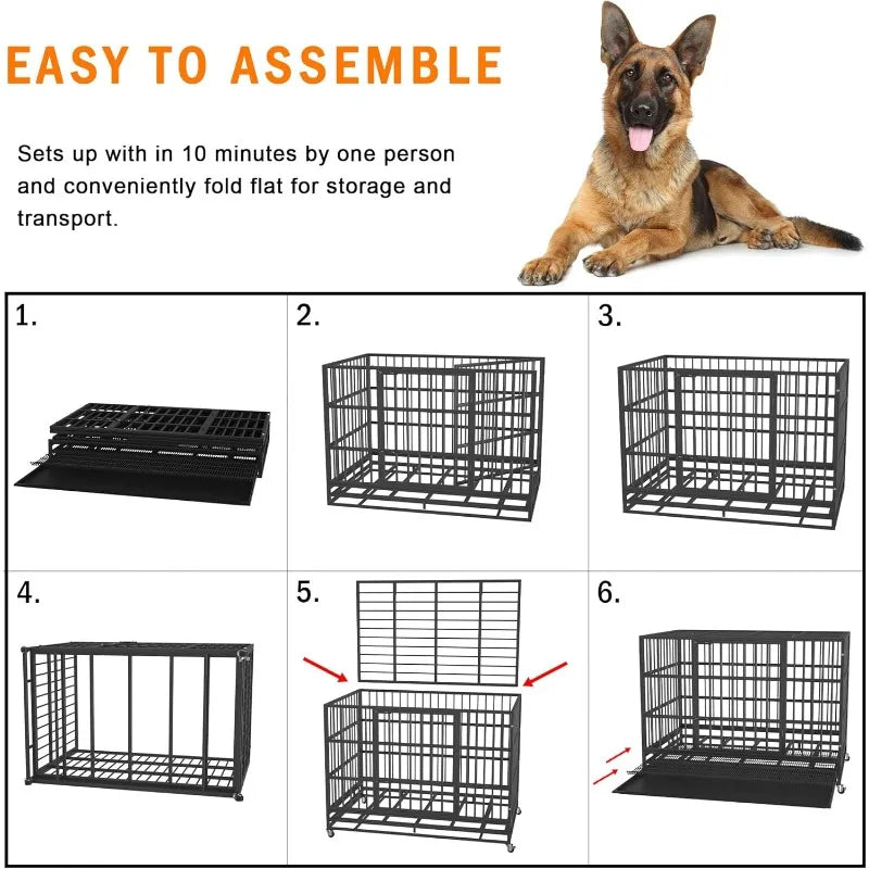 54 Inch Heavy Duty Indestructible Escape-Proof Dog Crate
