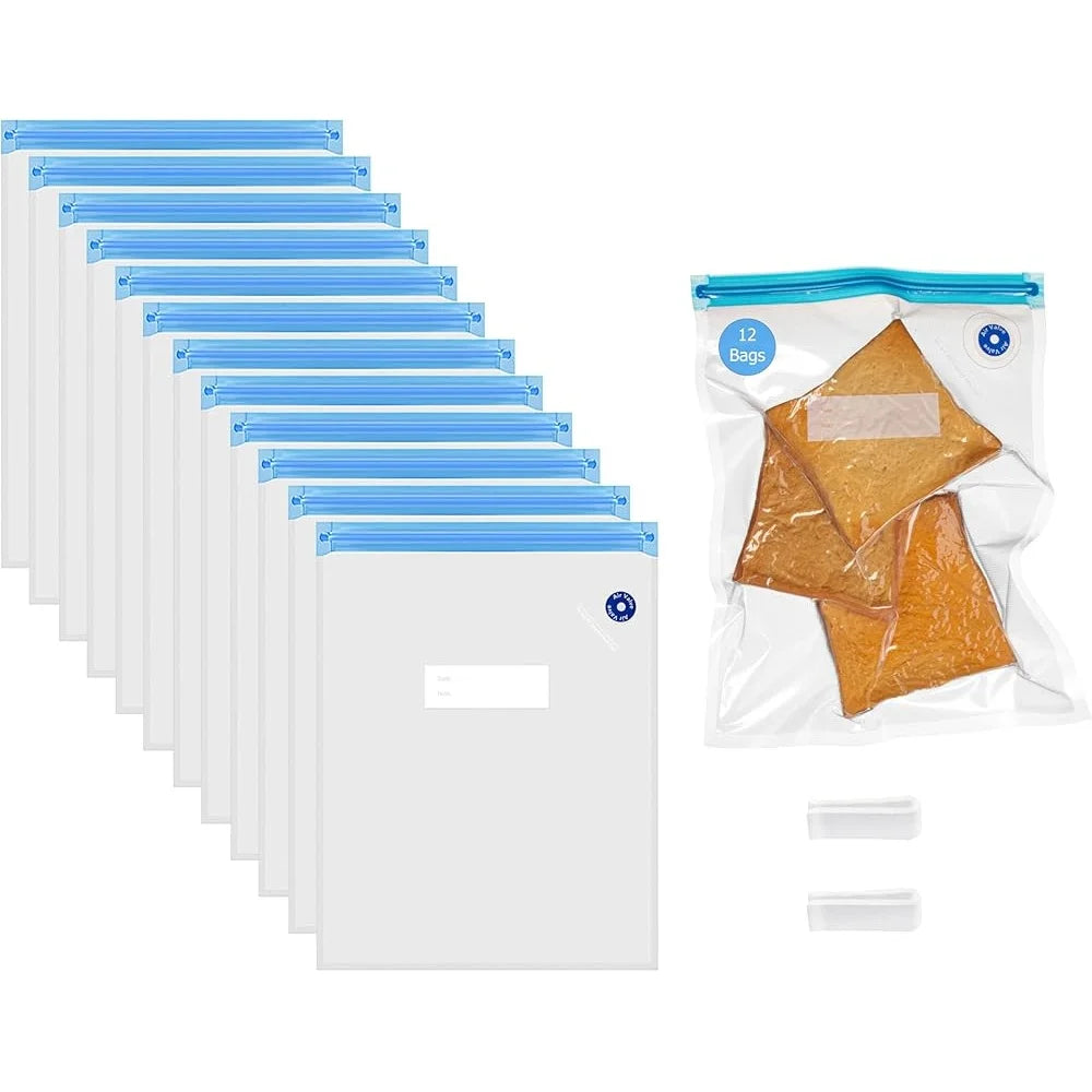 Set of 12 Reusable Airtight Food Storage Bags Long Term