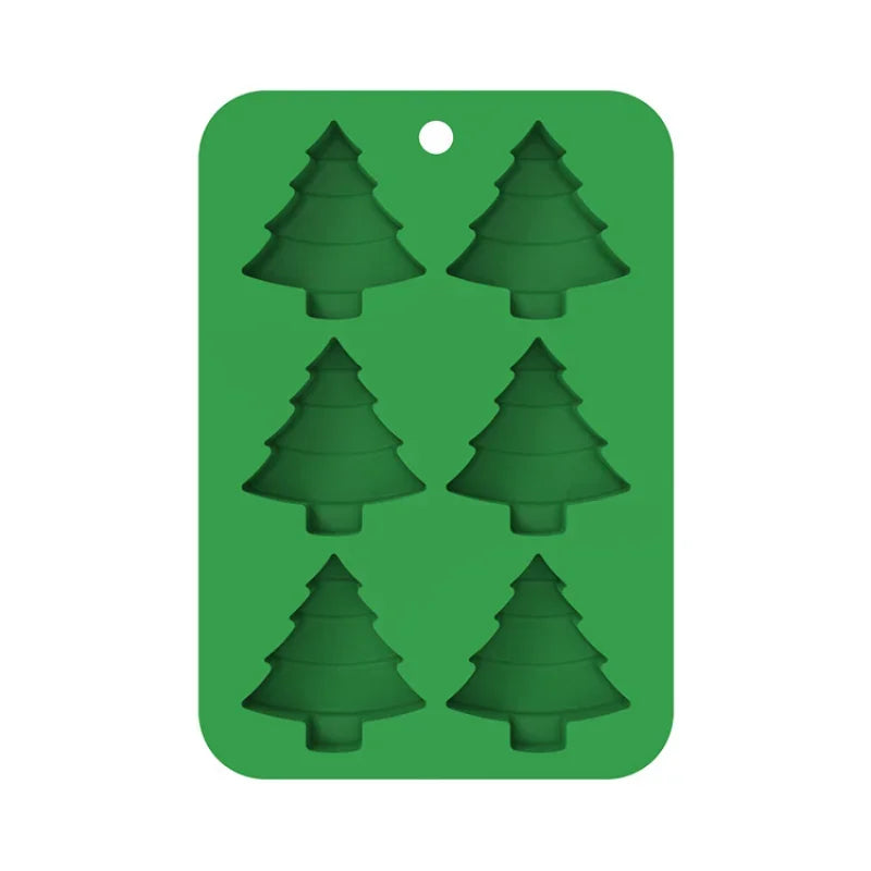 3D Christmas Tree Silicone Baking Mold DIY 6-Cavity Xmas Mousse Fondant Mould Cake Decorating Tools for Kitchen Accessories