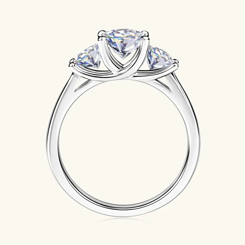 OXTAO 1ct And 0.5ct Moissanite Ring 925 Silver Three Stone