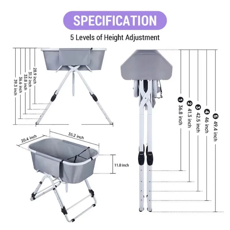 Elevated Dog Bath Tubs Foldable Grooming Station Adjustable