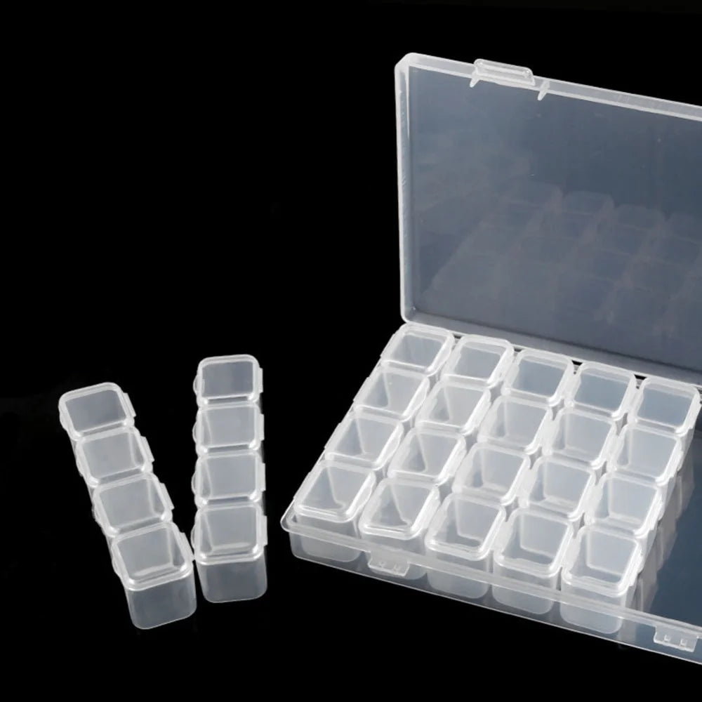 Diamond Art Painting Bead Storage 28 Grids Diamond Art Accessories Boxes Plastic Organizer Bead Organizer Container