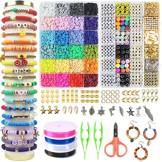 Rainbow Color Clay Beads Letter Beads Bracelet Kit 24 Beads