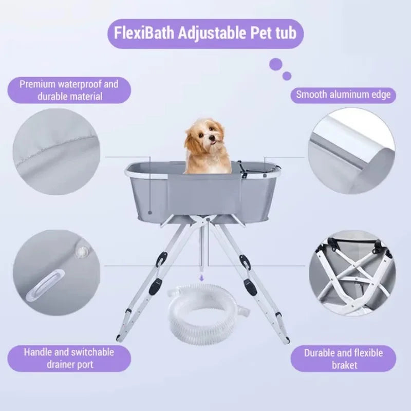 Elevated Dog Bath Tubs Foldable Grooming Station Adjustable