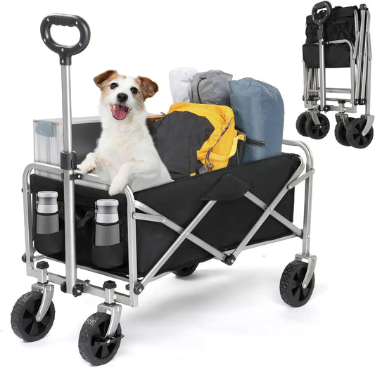 Collapsible Wagon Beach Wagon with Big Wheels for Sand All-Terrain Garden Grocery Cart