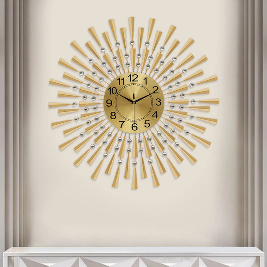 Large Wall Clocks for Living Room Decor Modern Gold Silent Wall Clock Battery Operated Non-Ticking for Bedroom Kitchen Office