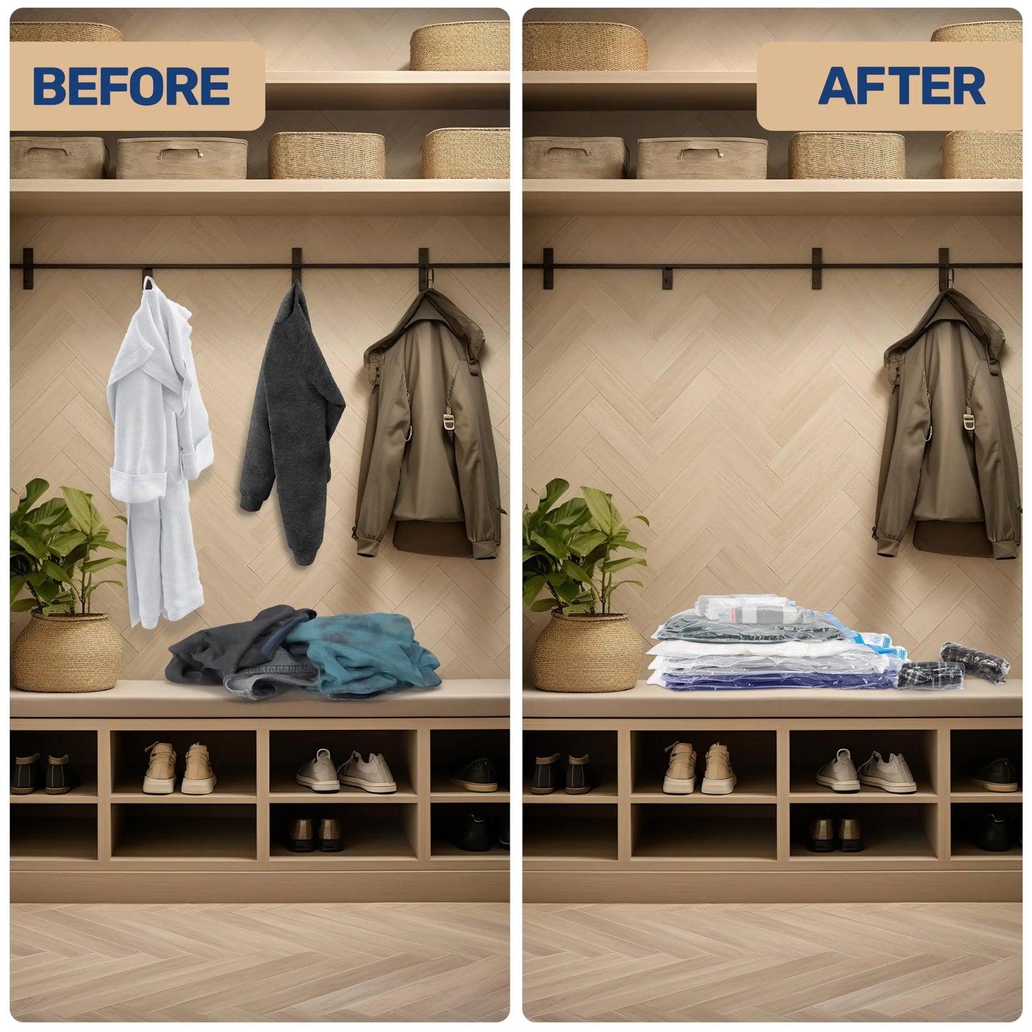 Vacuum Storage Bags Jumbo Pack With Pump For Quilts