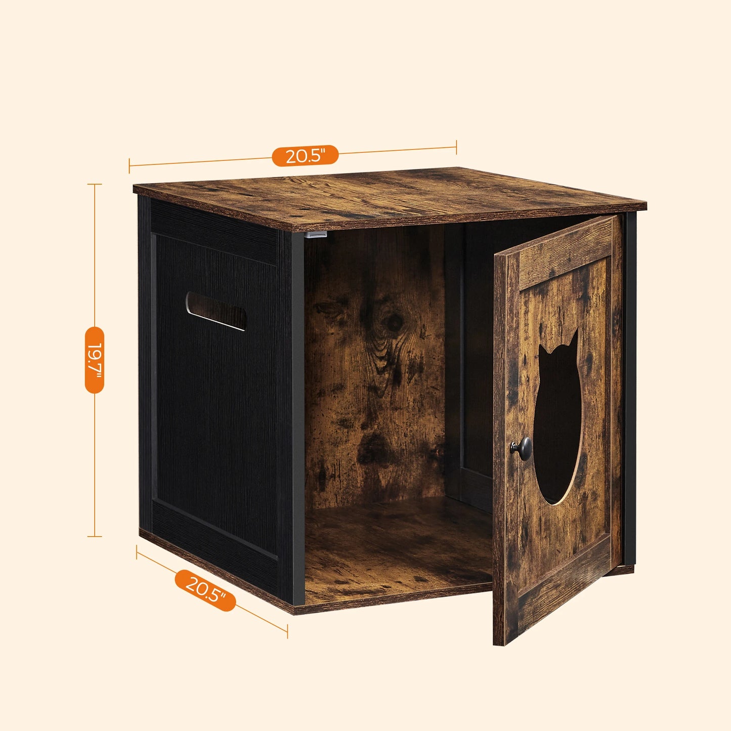 Feandrea Cat Litter Box Furniture, Hidden Litter Box Enclosure Cabinet with Single Door, Indoor Cat House, End Table, Nightstand