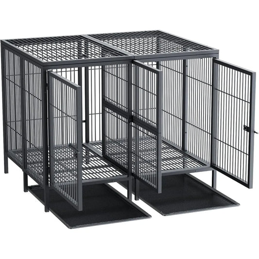 Heavy Duty 52 Inch Extra Large Metal Dog Crate With Removable Divider Panel