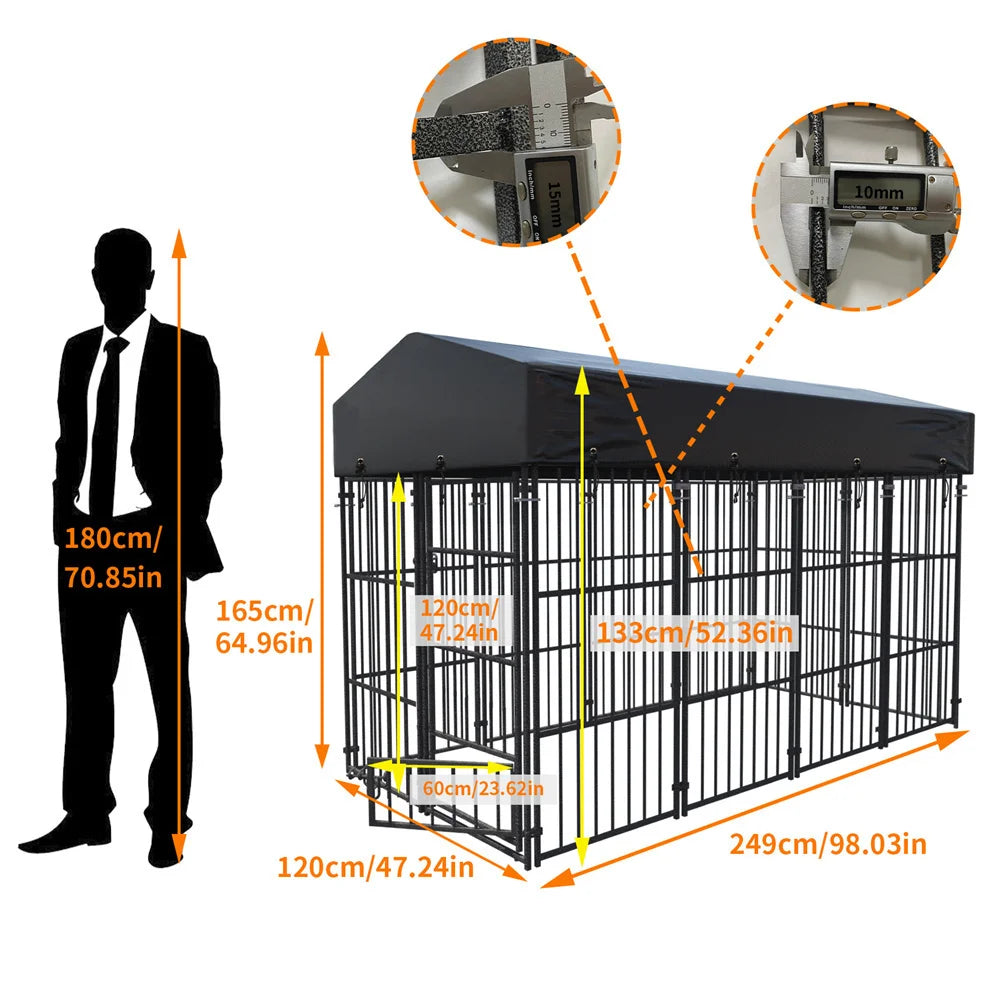 Heavy Duty Large Dog Kennel Welded Metal Playpen Roof Cover