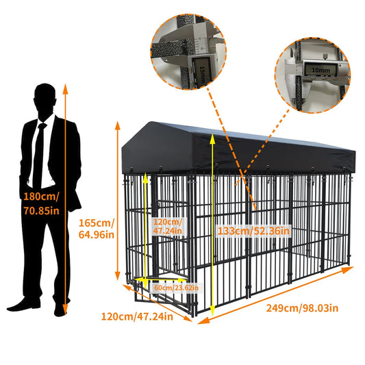 Heavy Duty Large Dog Kennel Welded Metal Playpen Roof Cover