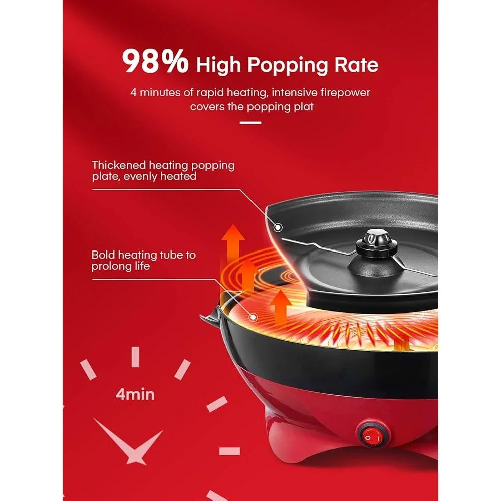 Electric Popcorn Machine 6 Qt Hot Oil Popper With Stirring