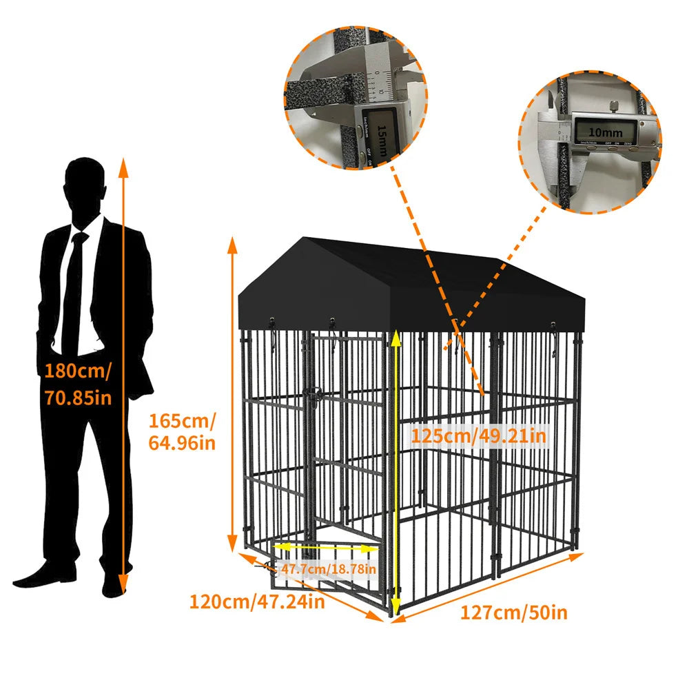 Heavy Duty Large Dog Kennel Welded Metal Playpen Roof Cover