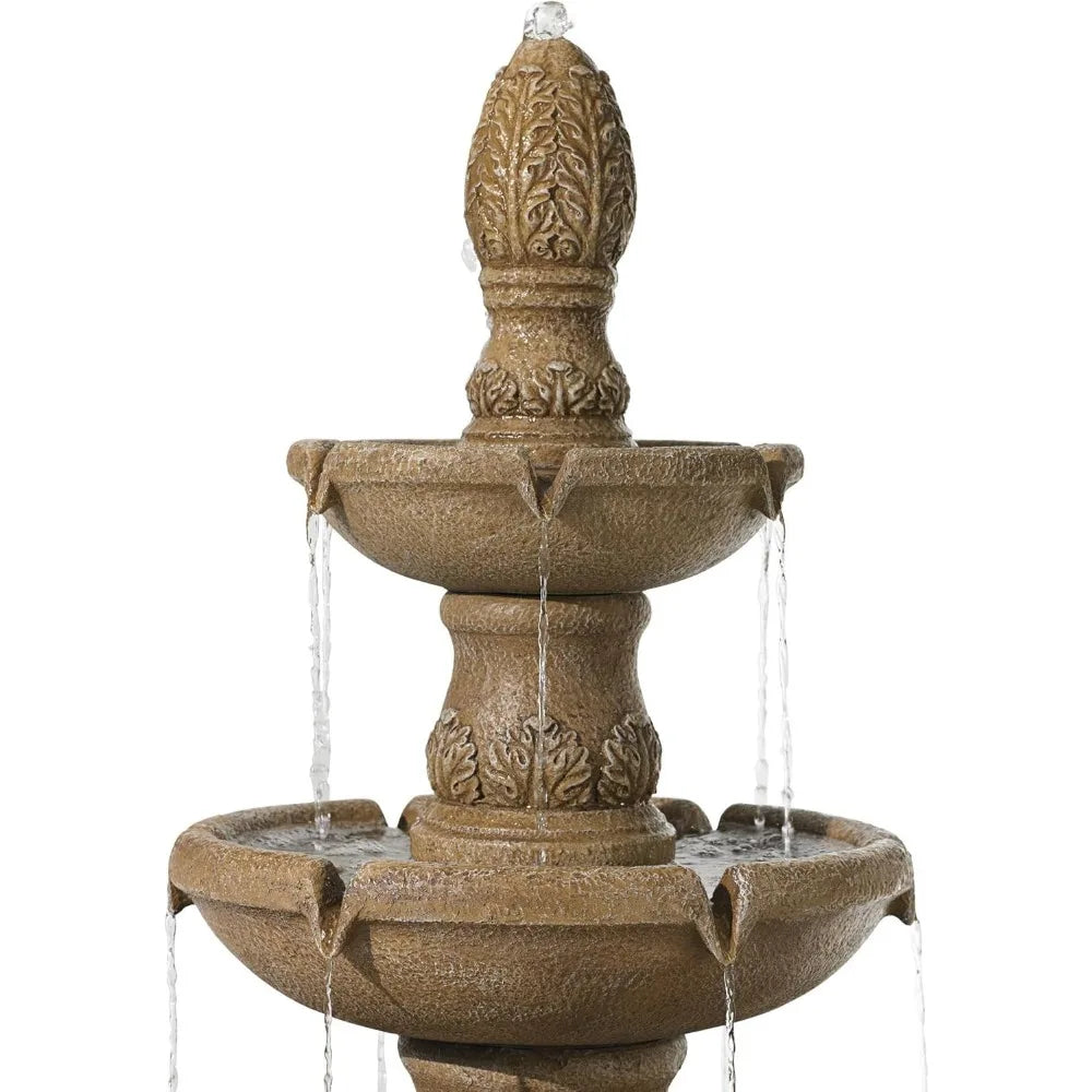 Domanico Italian Outdoor Floor Bubbler Fountain and Waterfalls 57" High 3 Tiered Basins Decor for Garden Patio Backyard Deck Hom