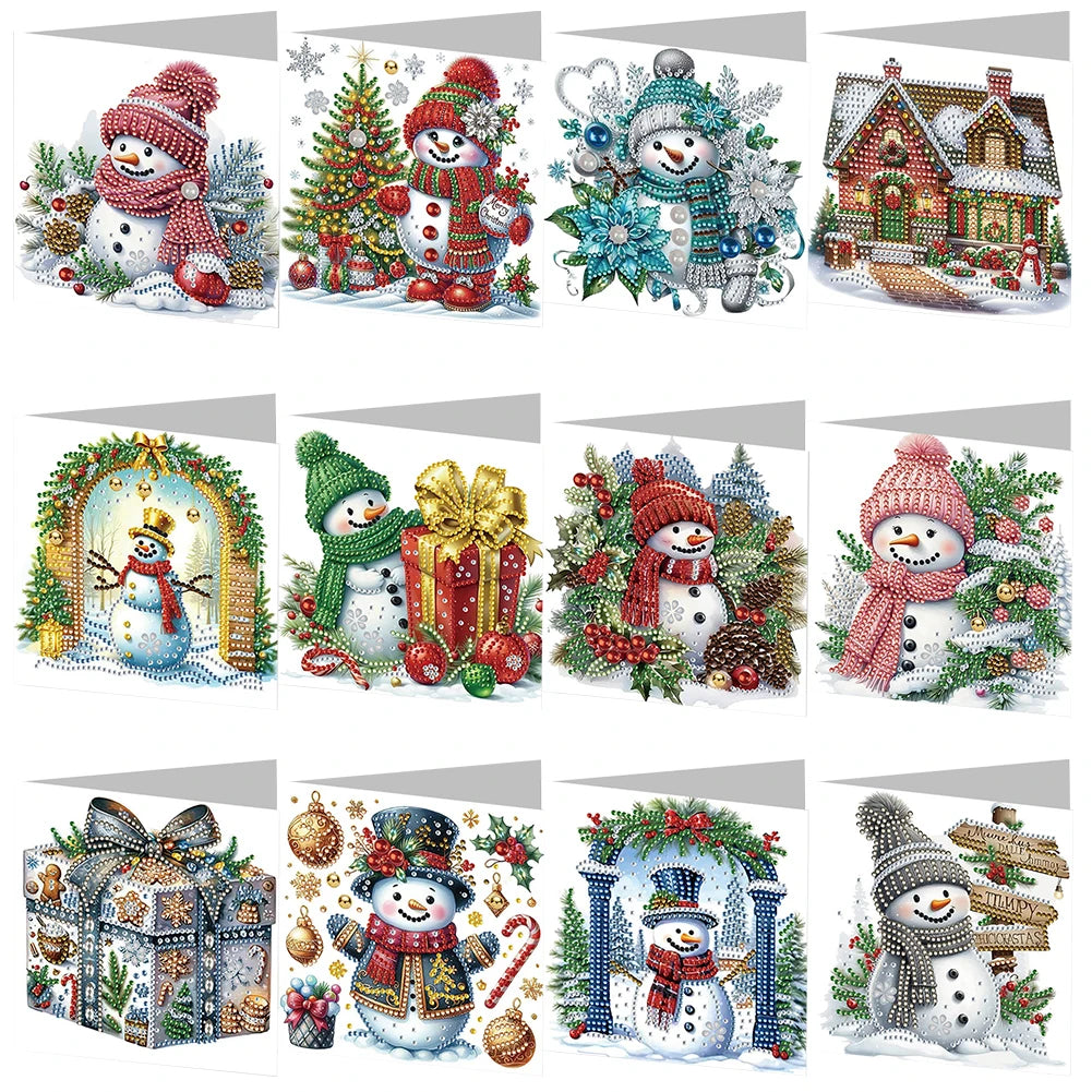 6pcs Diamond Painted Greeting Cards DIY Rhinestone Painting