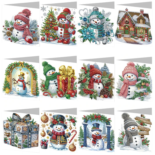 6pcs Diamond Painted Greeting Cards DIY Rhinestone Painting