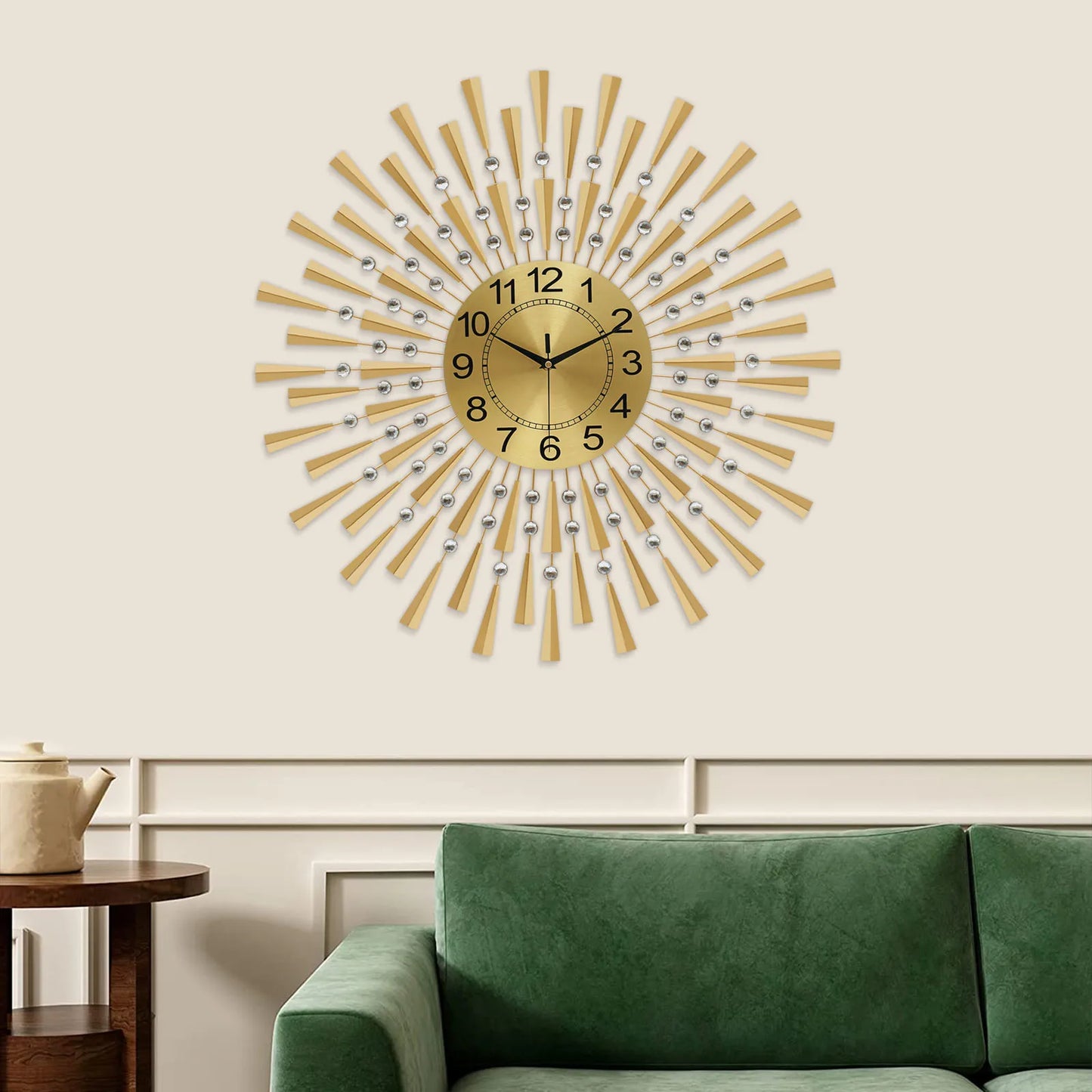 Large Wall Clocks for Living Room Decor Modern Gold Silent Wall Clock Battery Operated Non-Ticking for Bedroom Kitchen Office