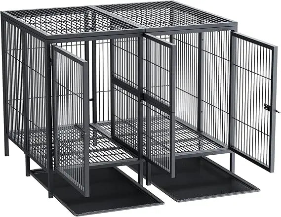 Heavy Duty 52 Inch Extra Large Metal Dog Crate With Removable Divider Panel