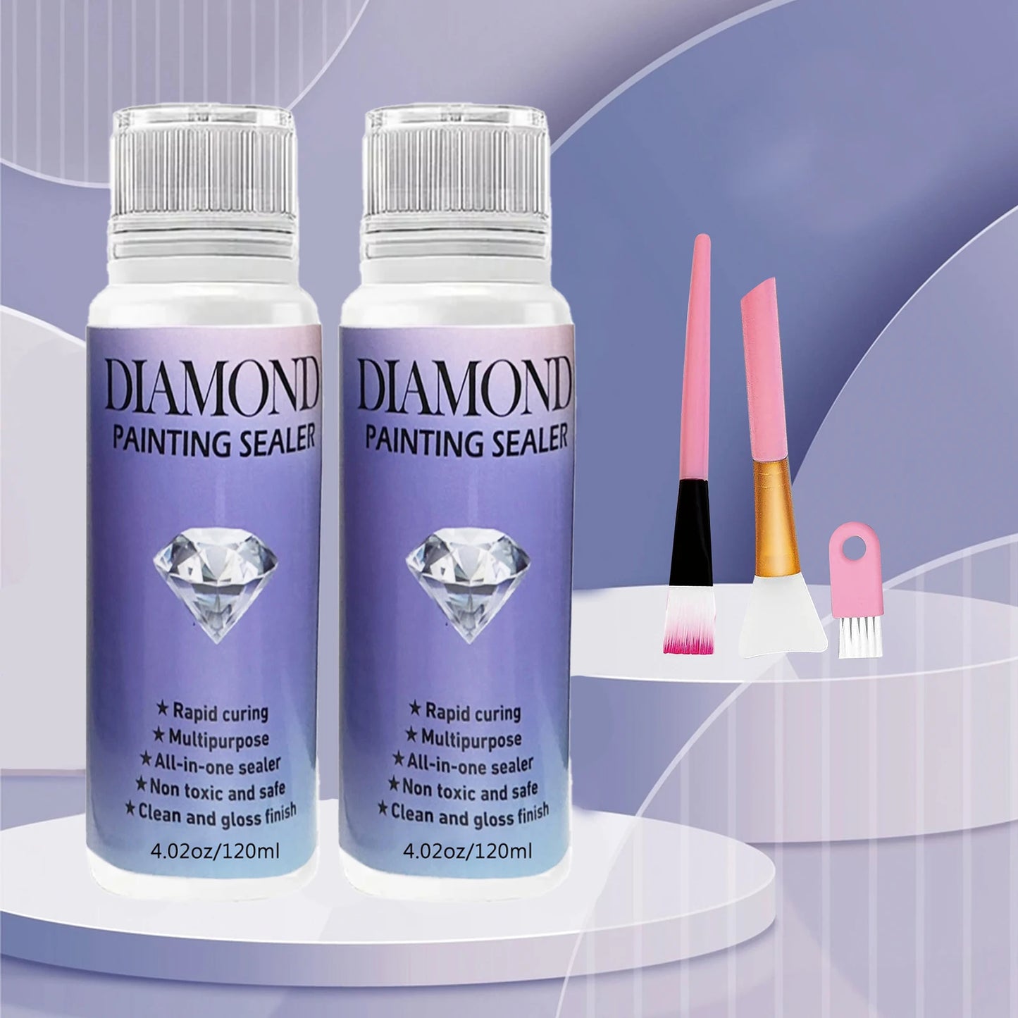 60ML/120ML/200ML Diamond Painting Sealer with 3 Pcs Brushes Diamond Painting Glue Permanent Hold & Shine Effect Sealer Puzzle