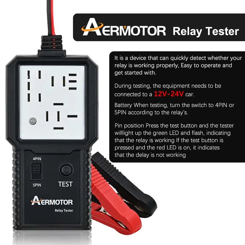 Aermotor 12-24V Car Relay Tester Electronic Automotive Relay Detector Auto Battery Checker Alternator Analyzer Diagnostic Tool ﻿