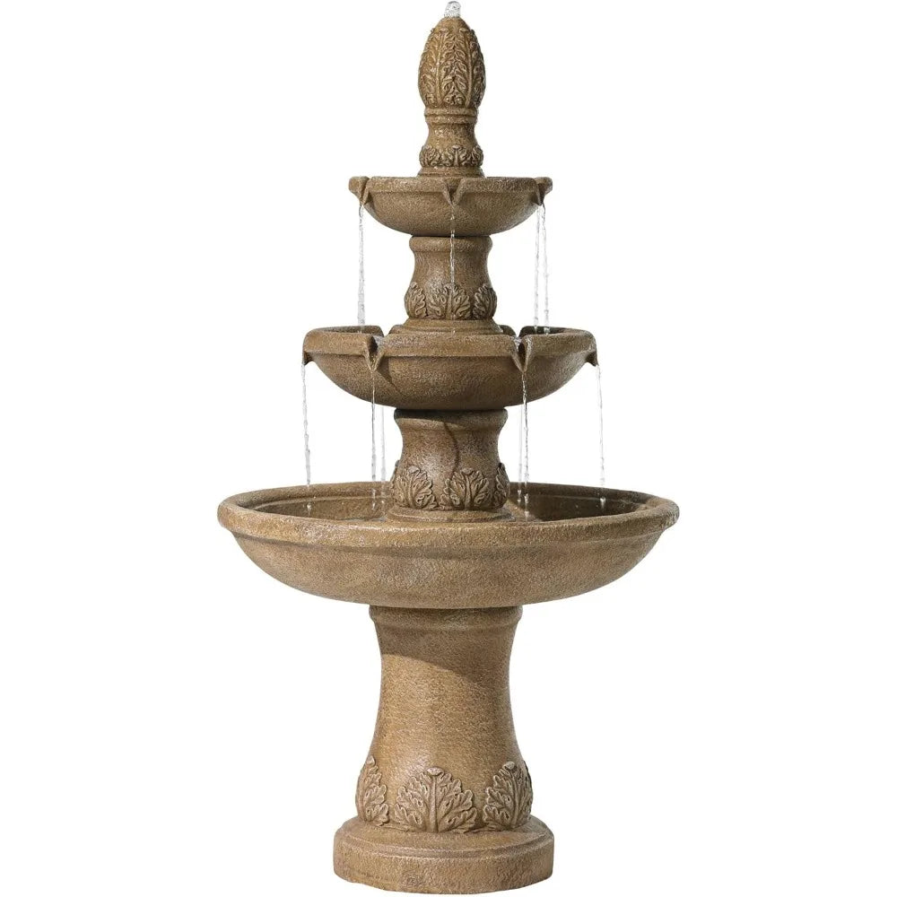 Domanico Italian Outdoor Floor Bubbler Fountain and Waterfalls 57" High 3 Tiered Basins Decor for Garden Patio Backyard Deck Hom