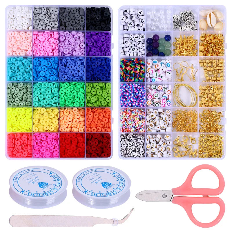 Rainbow Color Clay Beads Letter Beads Bracelet Kit 24 Beads