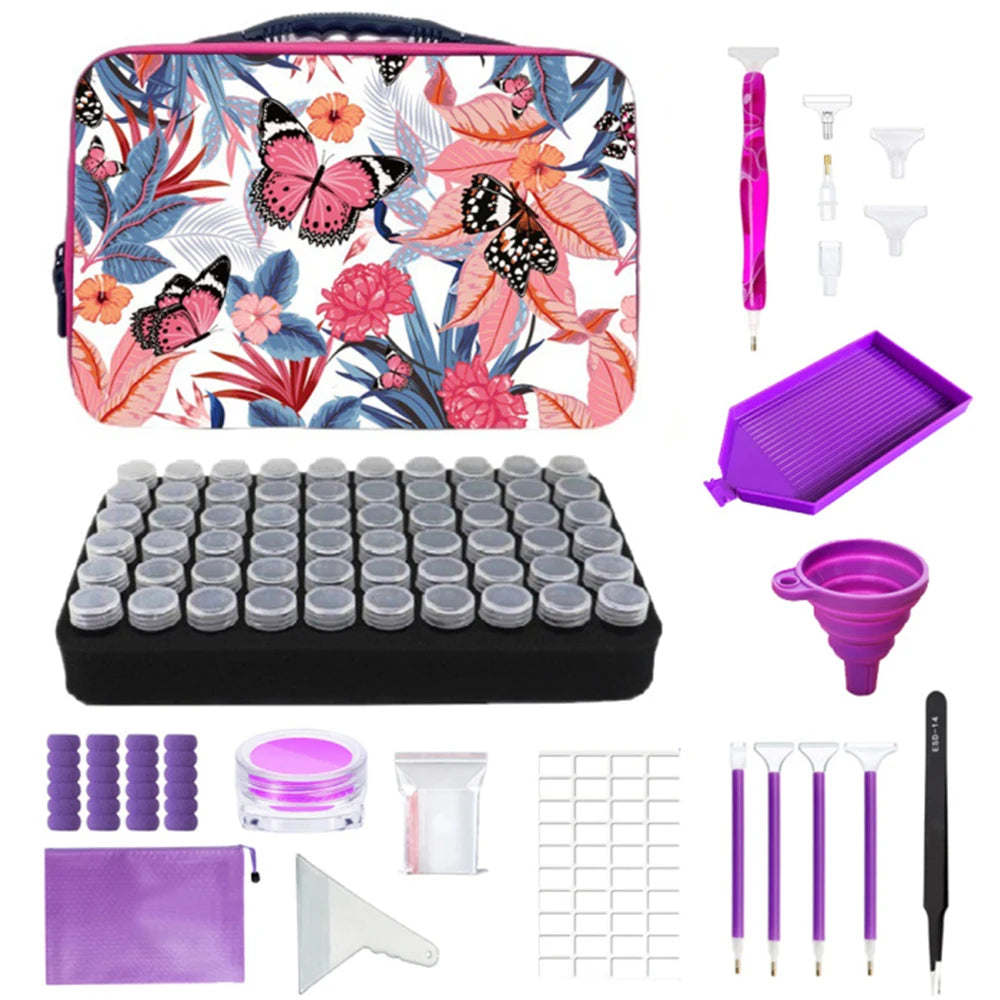 60 Grid Diamond Painting Storage Box Butterfly Handbag Multi-function Storage Tool Box Diamond Embroidery Container Accessories
