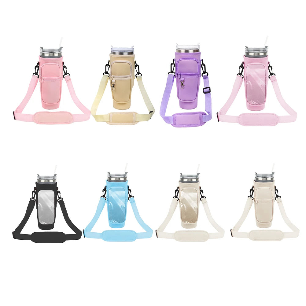 Water Bottle Carrier Bag With Strap Insulated Bottle Cover