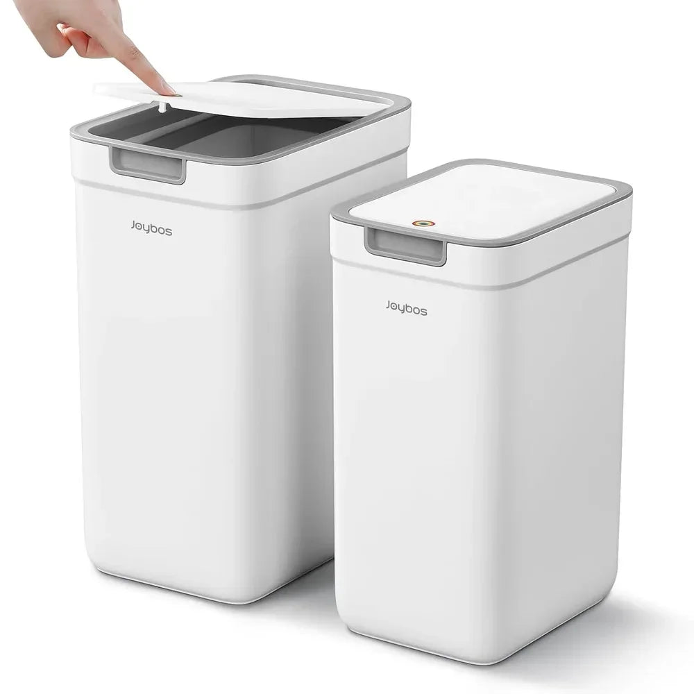 2 Pack Pop Up Lid Trash Can Odor Seal Slim Waste Bin Pet Proof Bathroom Kitchen Office Bedroom