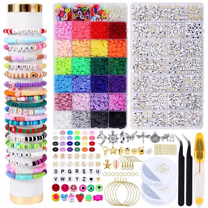 Rainbow Color Clay Beads Letter Beads Bracelet Kit 24 Beads